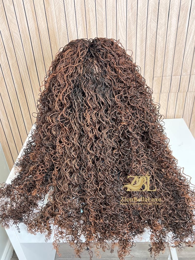 1B/30 Curly Micro Twist Braided Wig, Full Lace, 30 Inches