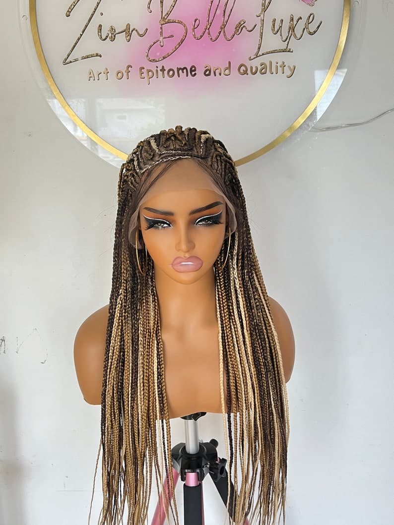Blonde Cornrow Braided Wig: 28-30 Inch Knotless Box Braids