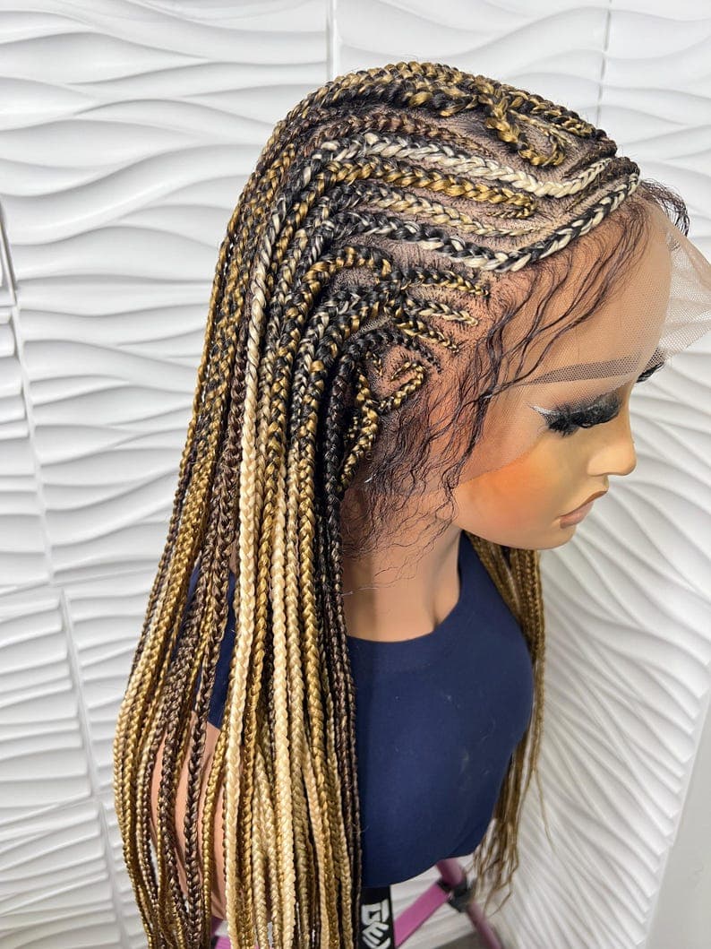 Blonde Cornrow Braided Wig: 28-30 Inch Knotless Box Braids