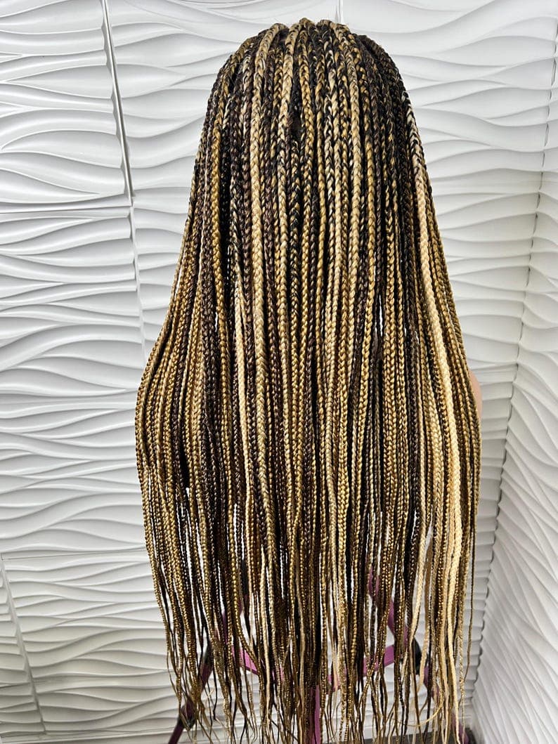 Blonde Cornrow Braided Wig: 28-30 Inch Knotless Box Braids