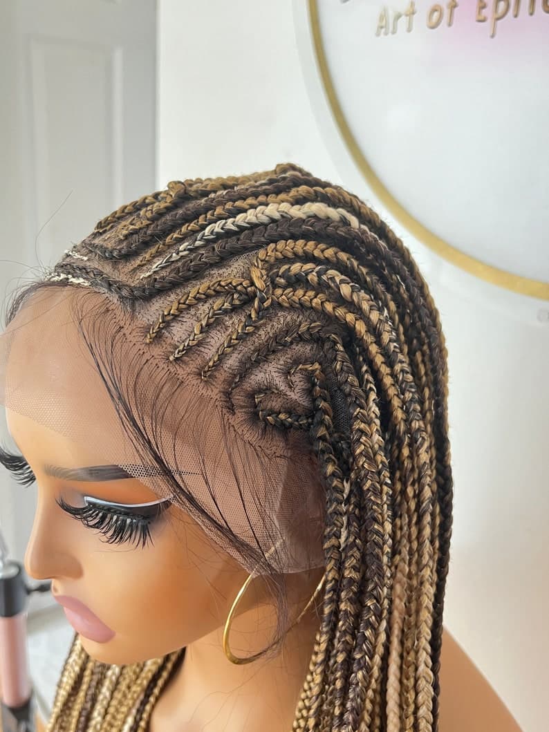 Blonde Cornrow Braided Wig: 28-30 Inch Knotless Box Braids