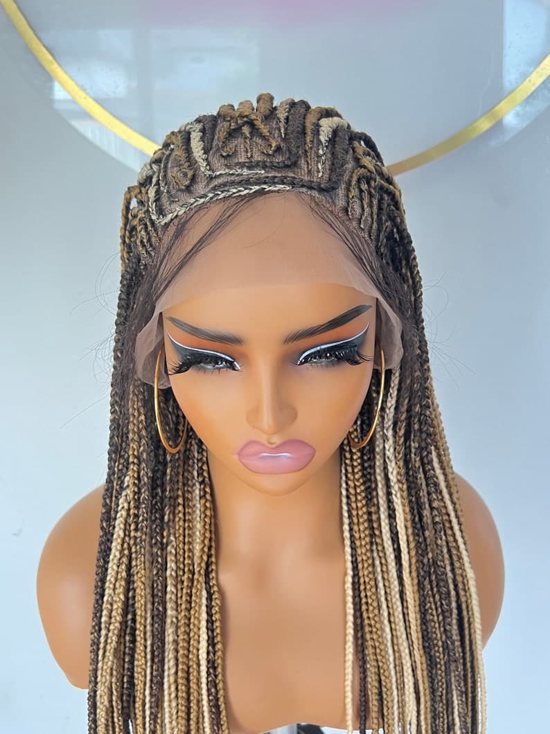 Blonde Cornrow Braided Wig: 28-30 Inch Knotless Box Braids