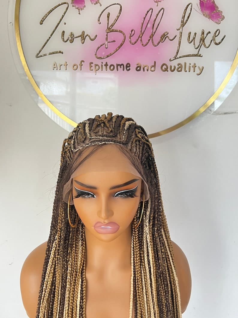 Blonde Cornrow Braided Wig: 28-30 Inch Knotless Box Braids