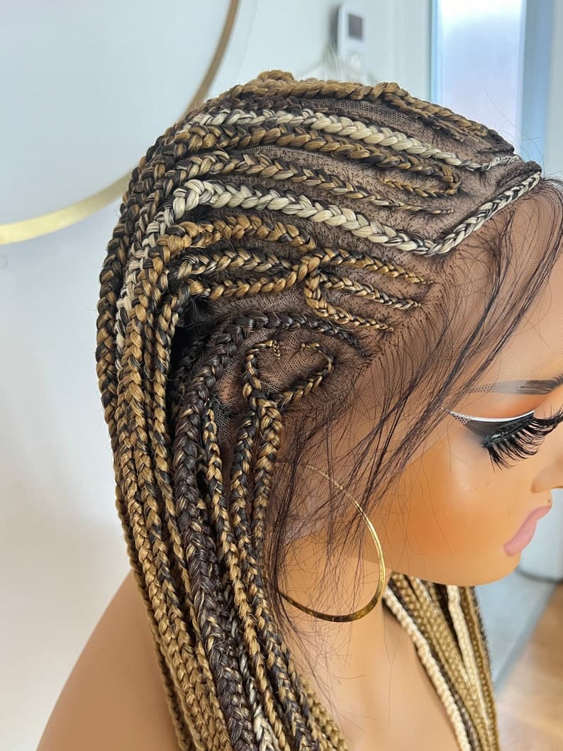 Blonde Cornrow Braided Wig: 28-30 Inch Knotless Box Braids