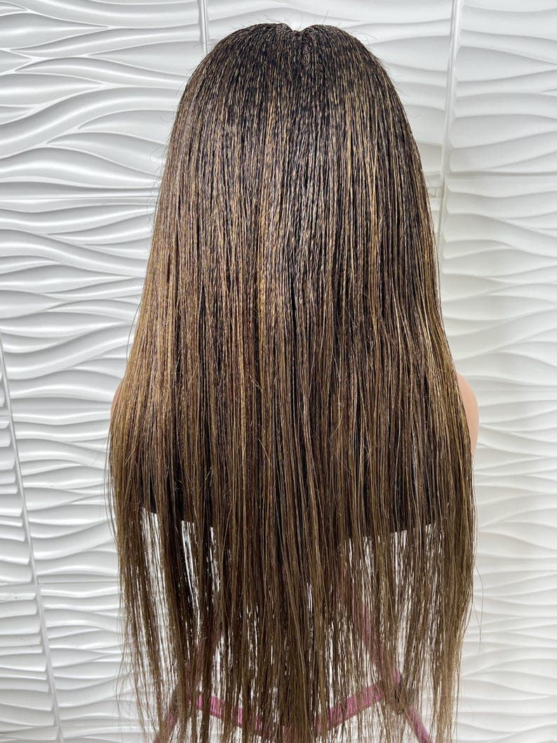 Handmade Blonde Mix Nano Twist Braided Wig: 30 Inches , Full Lace Wig.