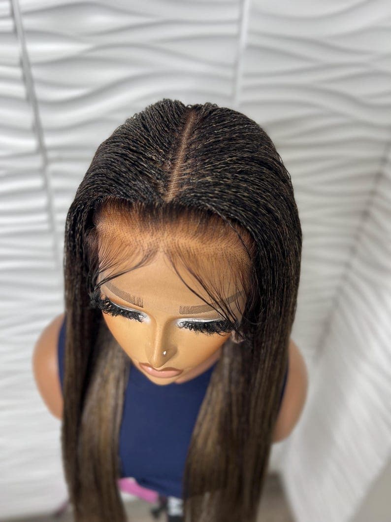 Handmade Blonde Mix Nano Twist Braided Wig: 30 Inches , Full Lace Wig.