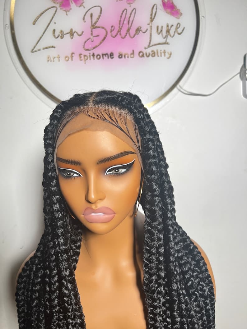 Jumbo Box Braids Wig: Long Black Braided Full Lace Wig