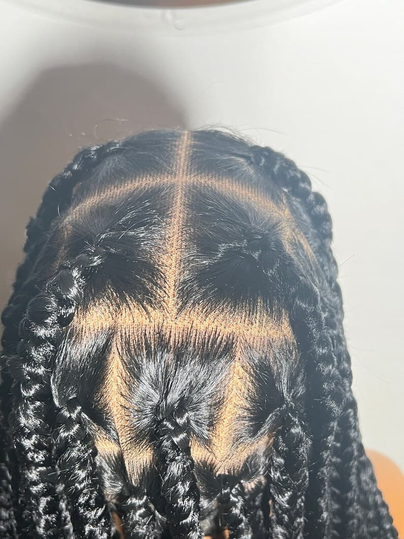 Jumbo Box Braids Wig: Long Black Braided Full Lace Wig