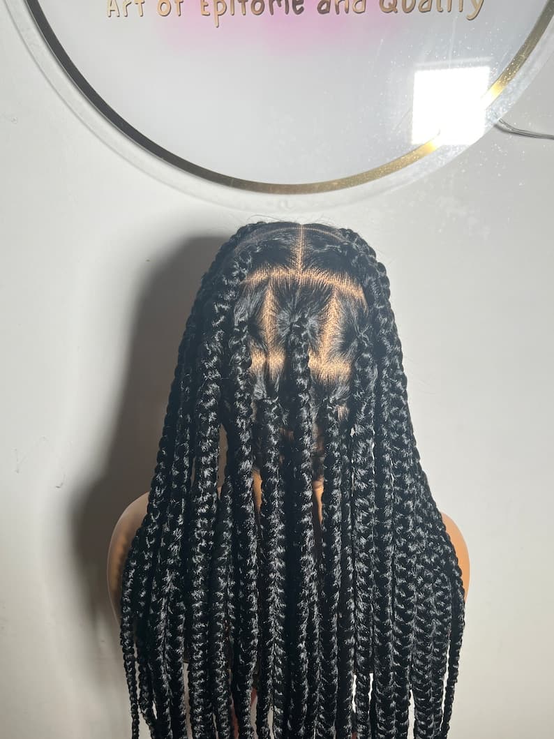 Jumbo Box Braids Wig: Long Black Braided Full Lace Wig