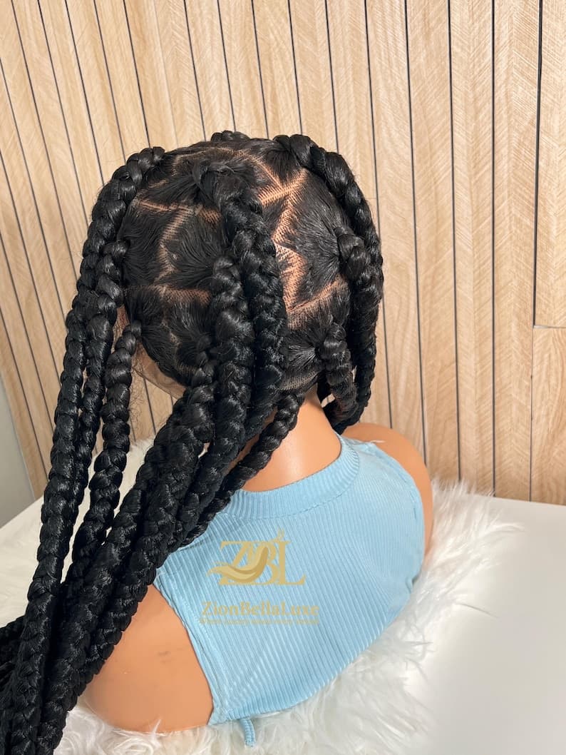Jumbo Box Braids Wig: Long Black Braided Full Lace Wig