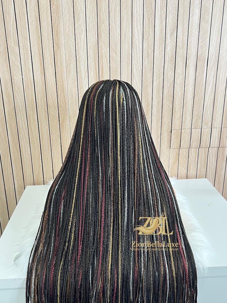 Knotless Braided Wig: Black Mix, 5x5 Closure Lace Front Wig, 28-30 Inch