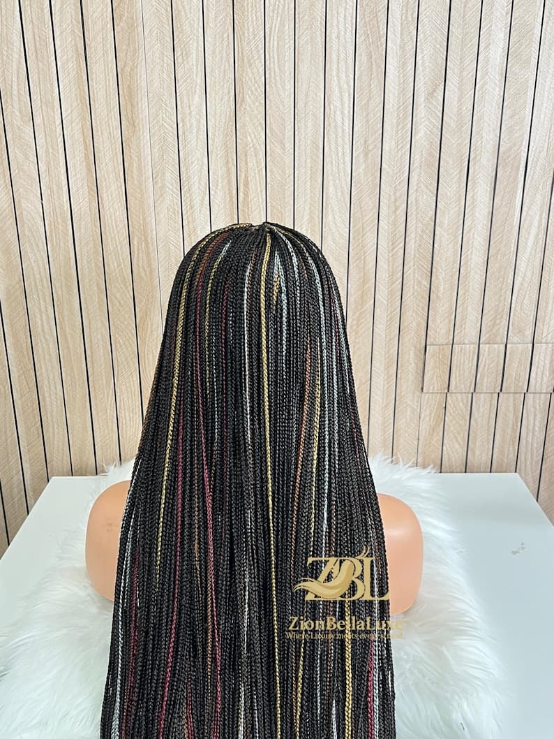 Knotless Braided Wig: Black Mix, 5x5 Closure Lace Front Wig, 28-30 Inch