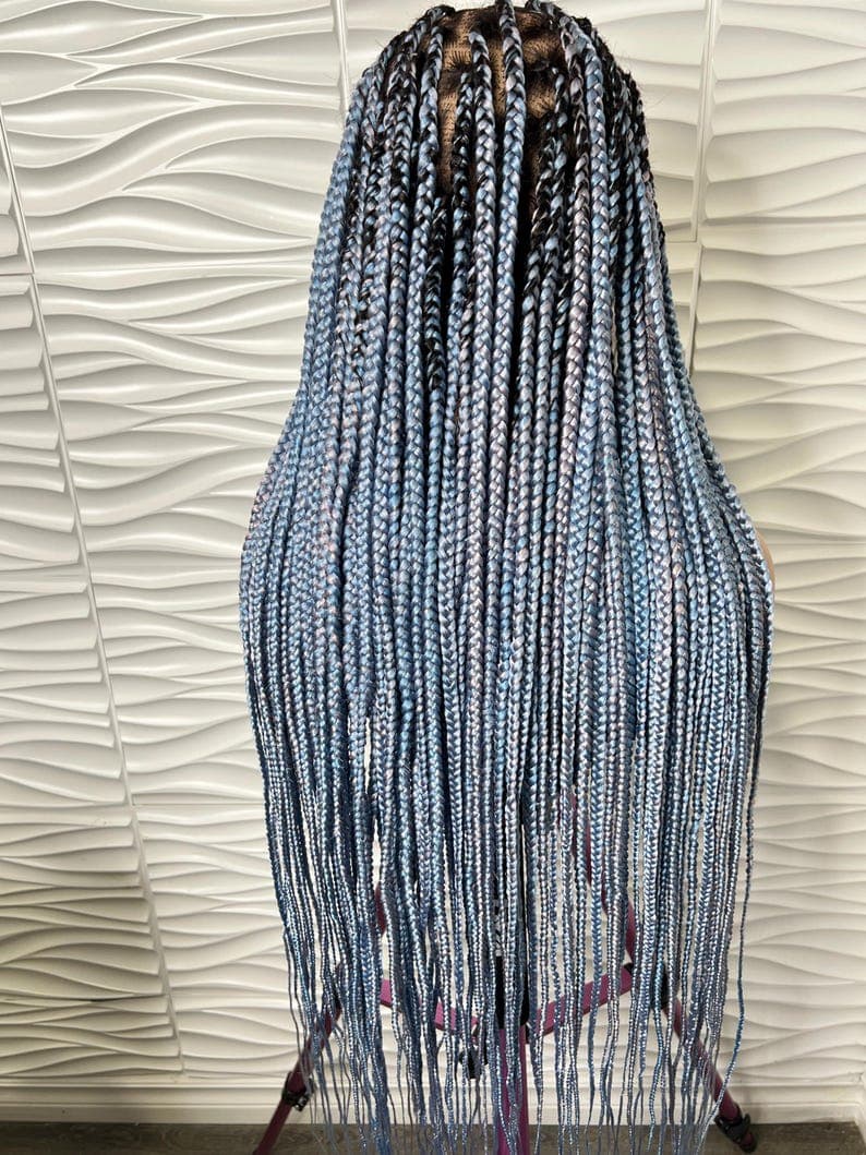 Multi Colored Braided Wig, Full Lace Braided Wig, Lace Front Wig, Knotless Braid Wig, Box Braid Wig Lace, Wigs For Black Women.