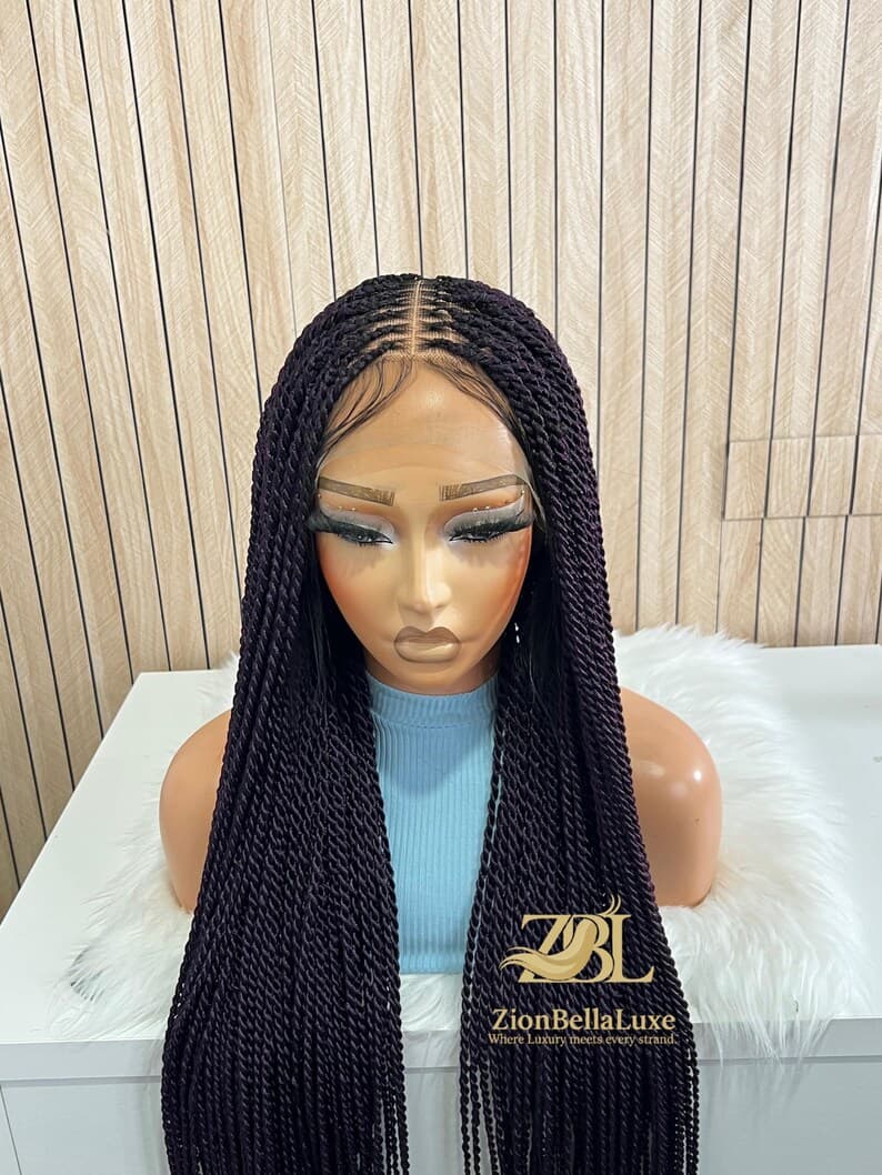 Purple Senegalese Twist Full Lace Front wig, Box Braids knotless , Black women wigs