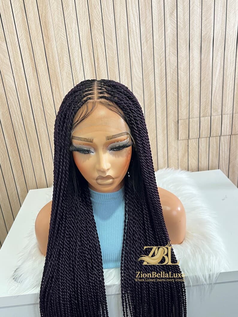 Purple Senegalese Twist Full Lace Front wig, Box Braids knotless , Black women wigs