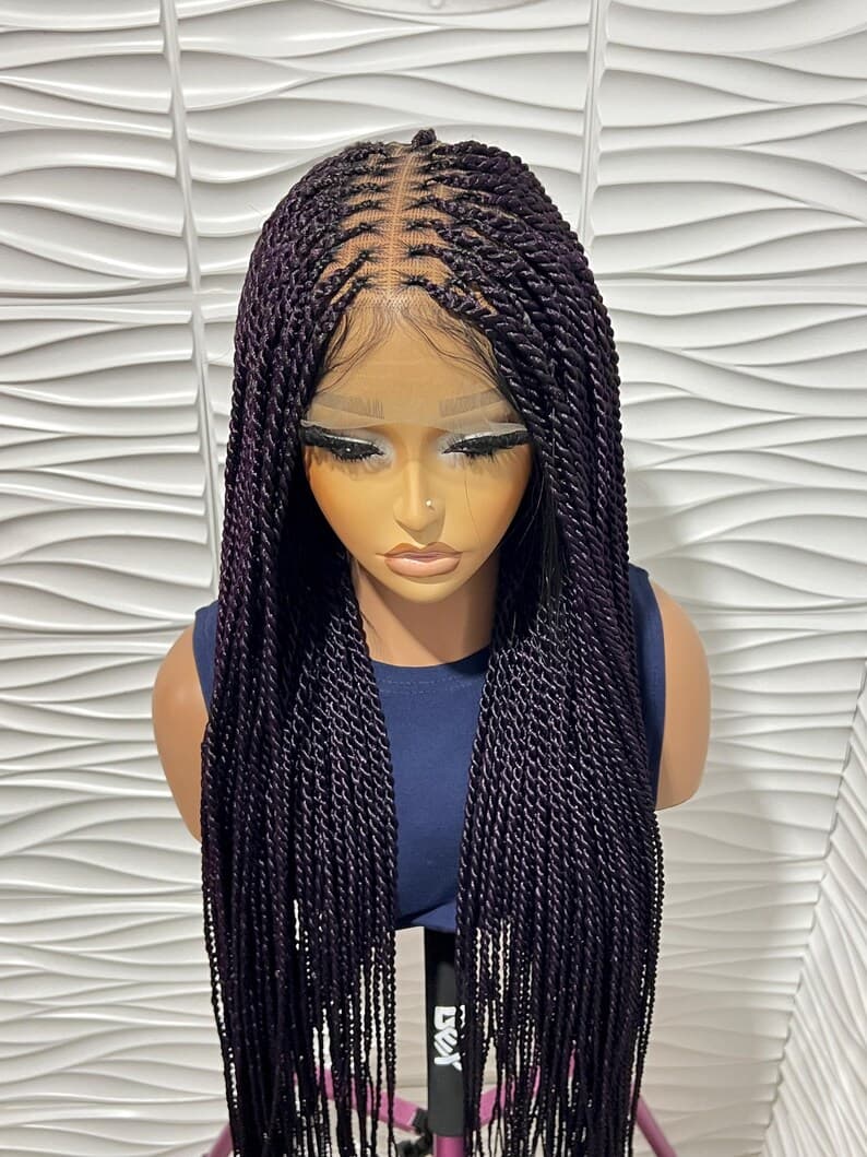 Purple Senegalese Twist Full Lace Front wig, Box Braids knotless , Black women wigs