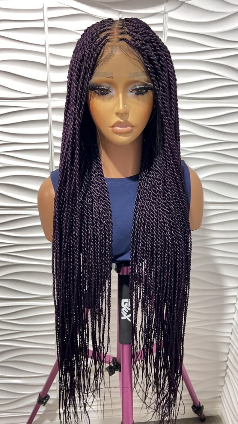 Purple Senegalese Twist Full Lace Front wig, Box Braids knotless , Black women wigs