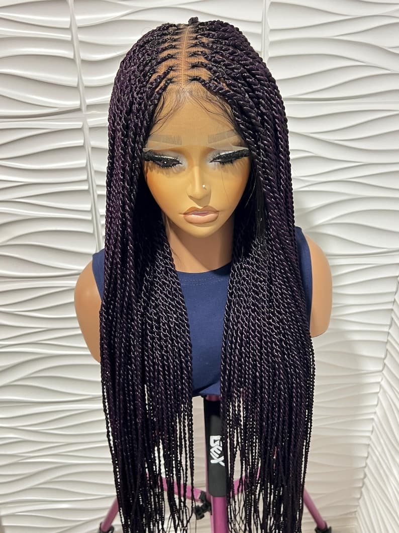 Purple Senegalese Twist Full Lace Front wig, Box Braids knotless , Black women wigs
