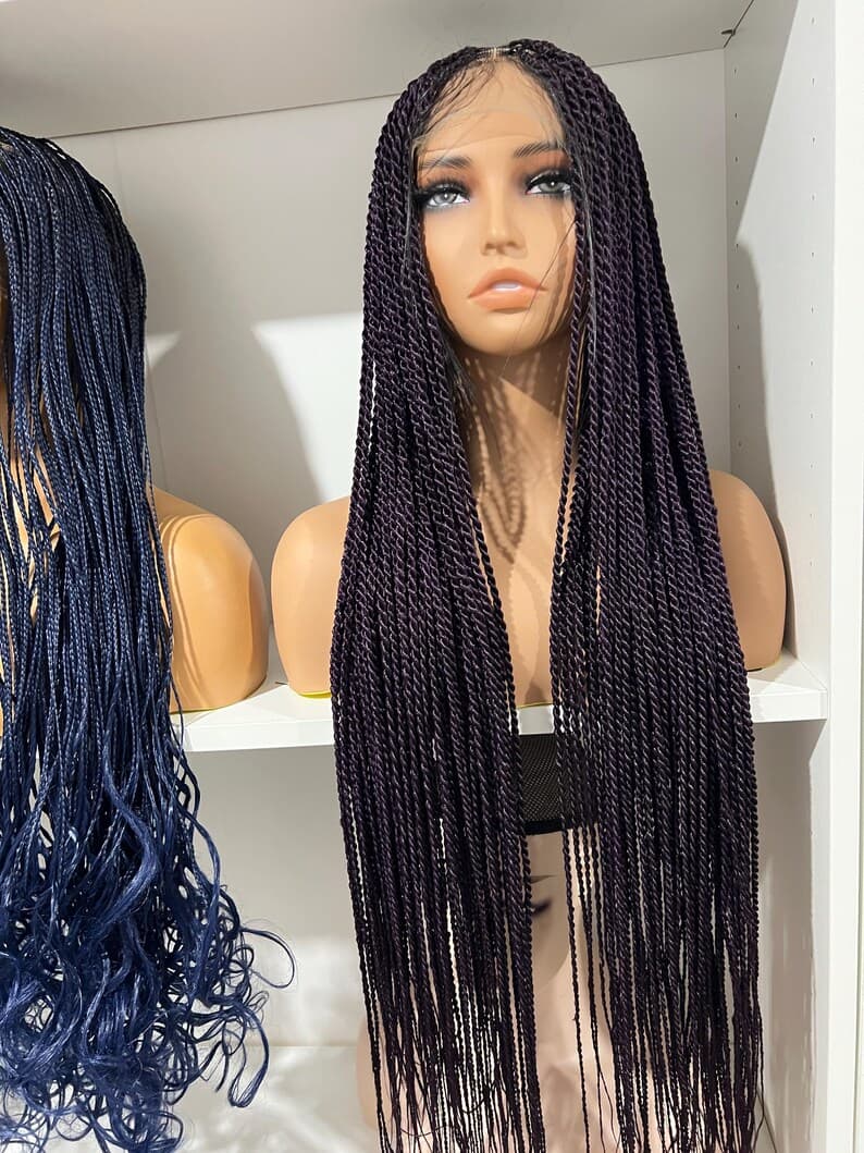 Purple Senegalese Twist Full Lace Front wig, Box Braids knotless , Black women wigs