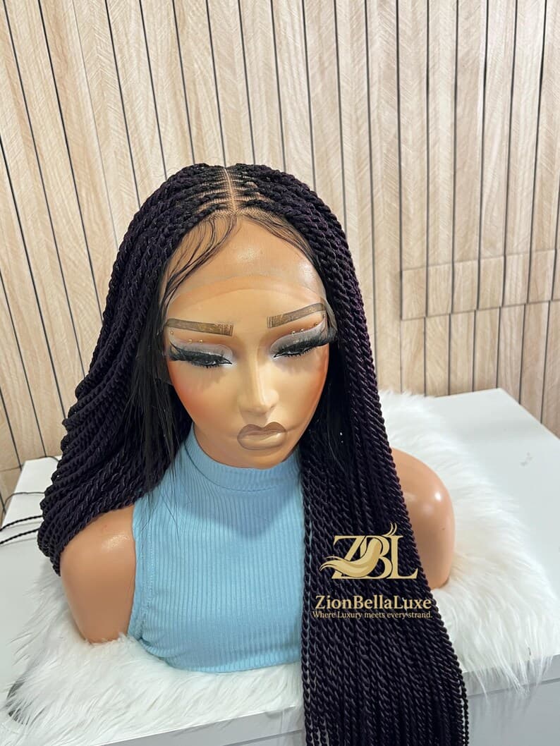 Purple Senegalese Twist Full Lace Front wig, Box Braids knotless , Black women wigs