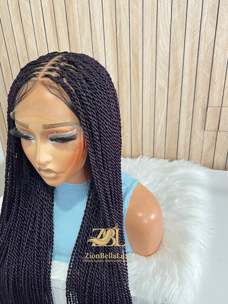 Purple Senegalese Twist Full Lace Front wig, Box Braids knotless , Black women wigs