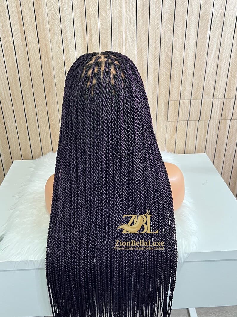 Purple Senegalese Twist Full Lace Front wig, Box Braids knotless , Black women wigs