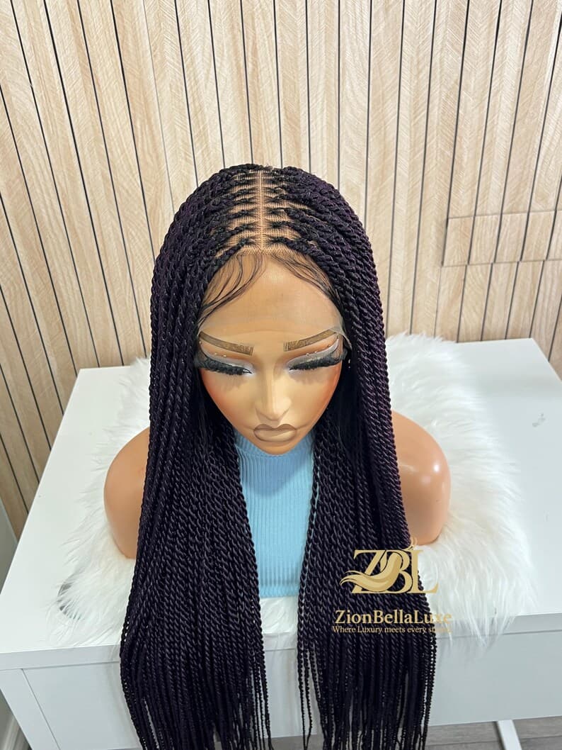 Purple Senegalese Twist Full Lace Front wig, Box Braids knotless , Black women wigs