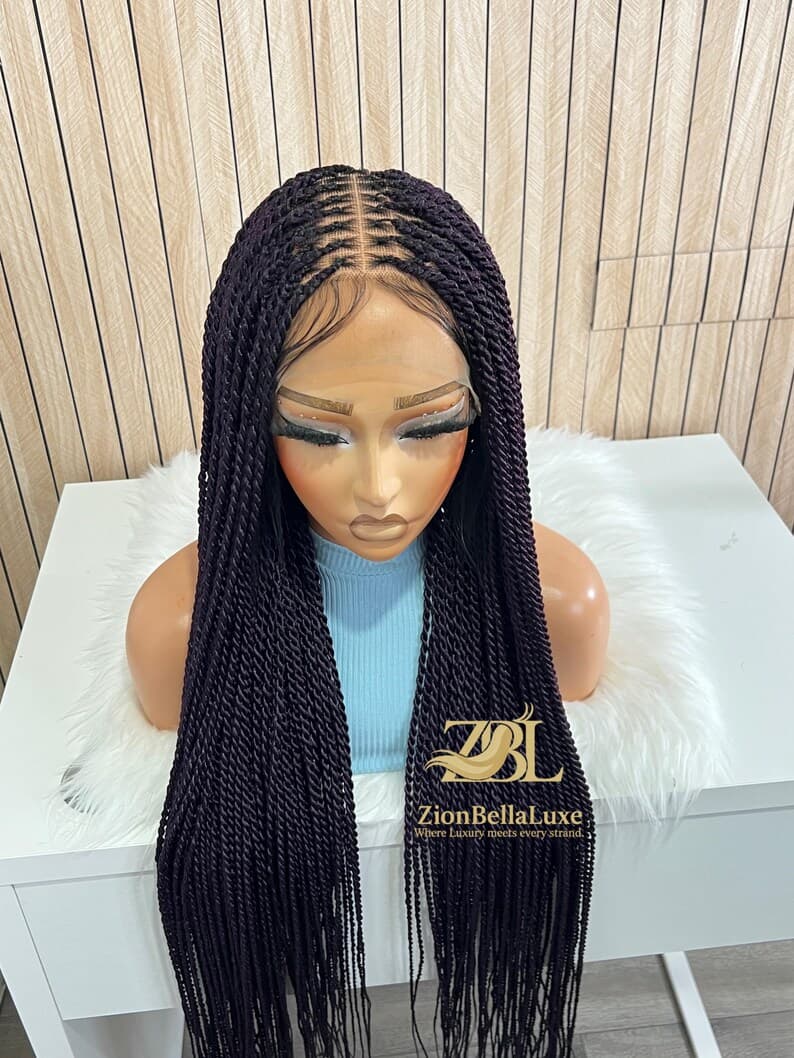 Purple Senegalese Twist Full Lace Front wig, Box Braids knotless , Black women wigs