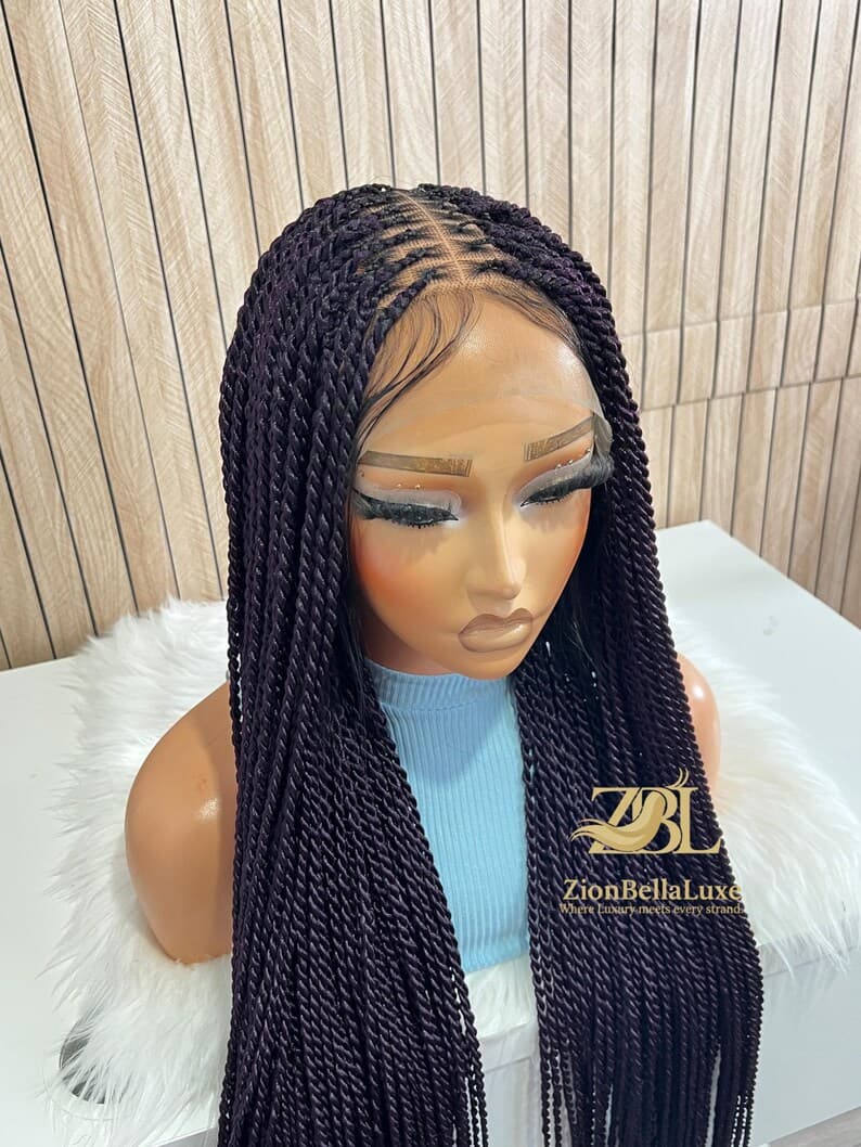 Purple Senegalese Twist Full Lace Front wig, Box Braids knotless , Black women wigs