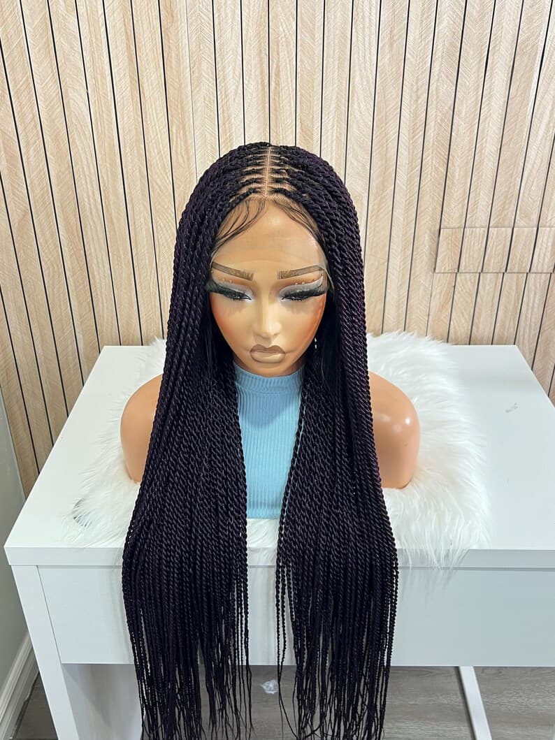 Purple Senegalese Twist Full Lace Front wig, Box Braids knotless , Black women wigs
