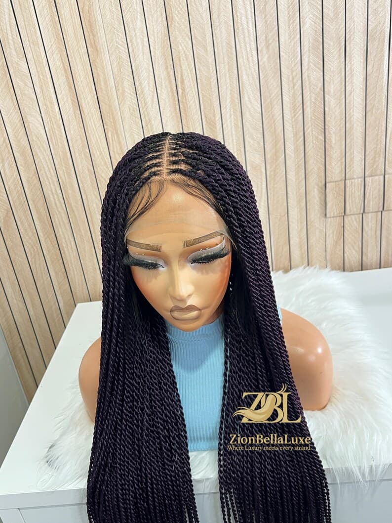 Purple Senegalese Twist Full Lace Front wig, Box Braids knotless , Black women wigs
