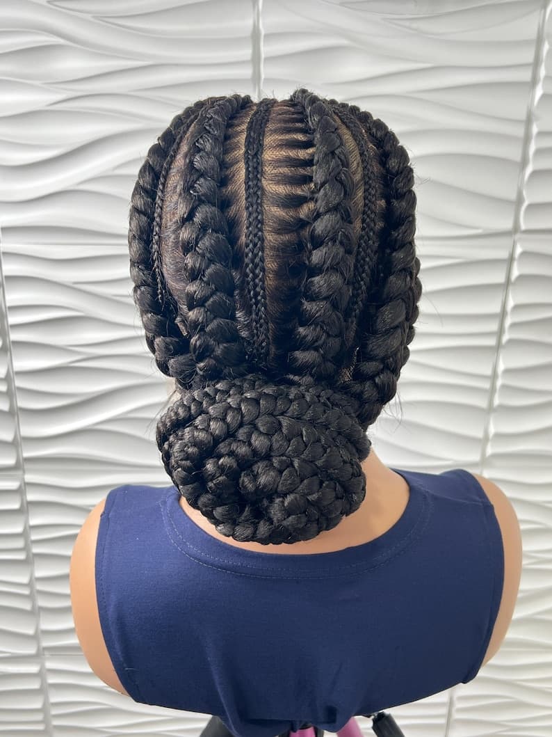 Ready to Ship Full Lace Braided Wig, Human Hair Cornrow Braided wig, Lace Front Wig, Full Swiss Lace, Stitch Braids, Wigs For Black Women.