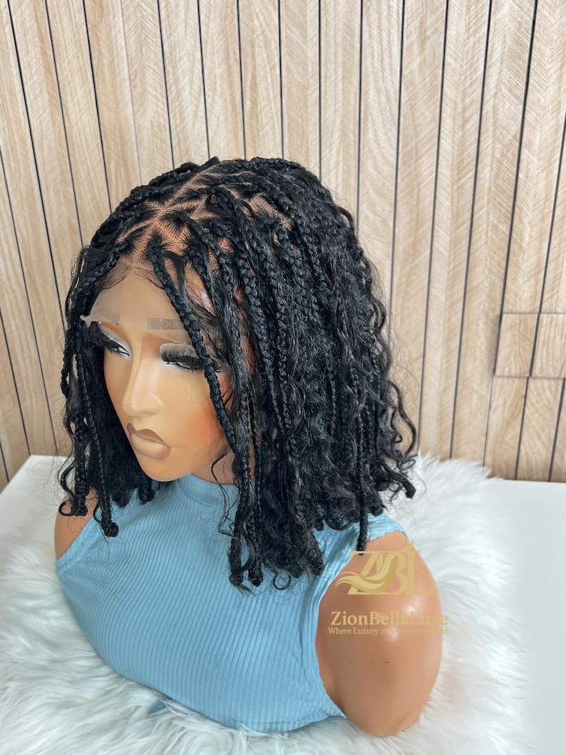 Ready to ship Goddess Boho Braided wigs | 12” Triangle Parts Knotted Tips Full Lace