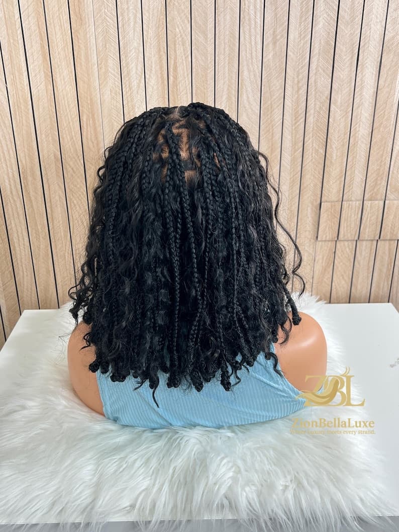 Ready to ship Goddess Boho Braided wigs | 12” Triangle Parts Knotted Tips Full Lace
