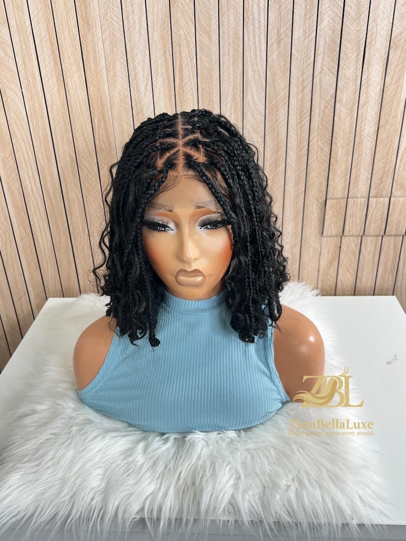 Ready to ship Goddess Boho Braided wigs | 12” Triangle Parts Knotted Tips Full Lace