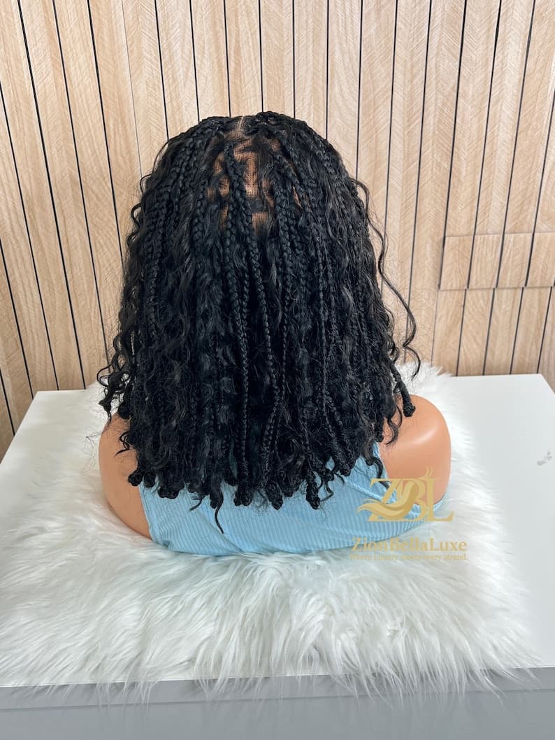Ready to ship Goddess Boho Braided wigs | 12” Triangle Parts Knotted Tips Full Lace