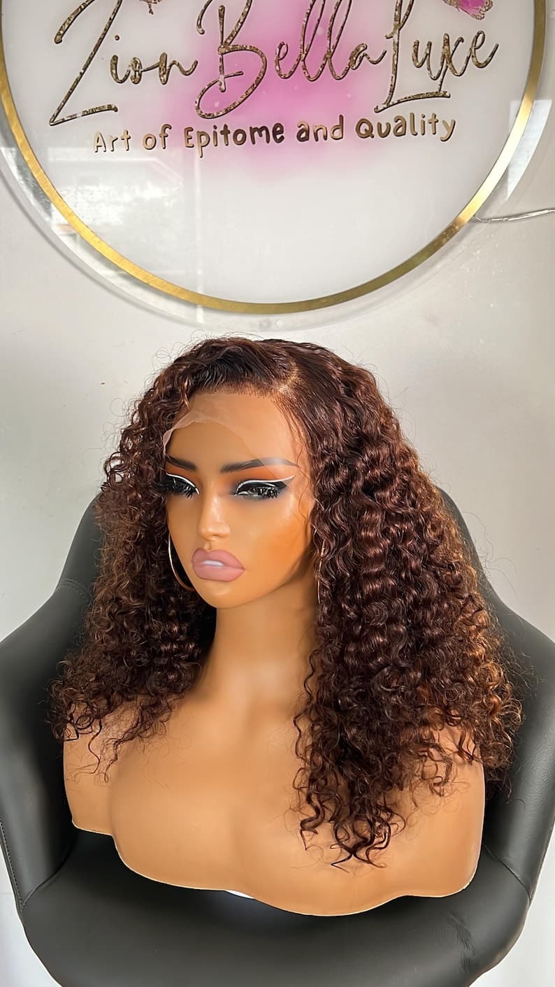 16-inch Honey Blonde Curly Human Hair Lace Front Wig