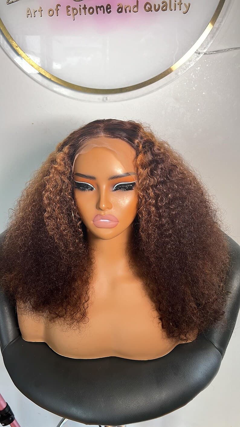 16-inch Honey Blonde Curly Human Hair Lace Front Wig