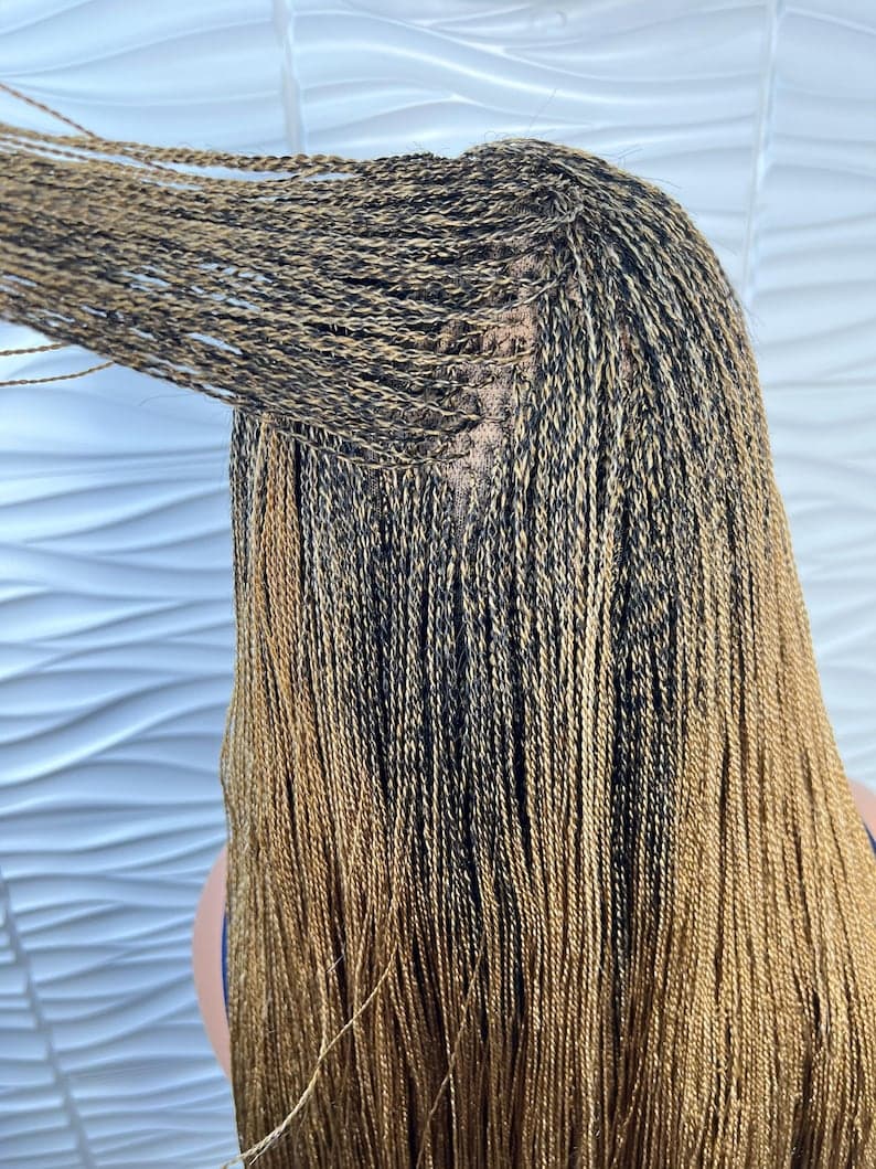 Ready to ship Braided Wig, Blonde Micro Twist, Micro Braids, Full lace braided wig, Million braids, Nano twist, Wigs For Black Women.