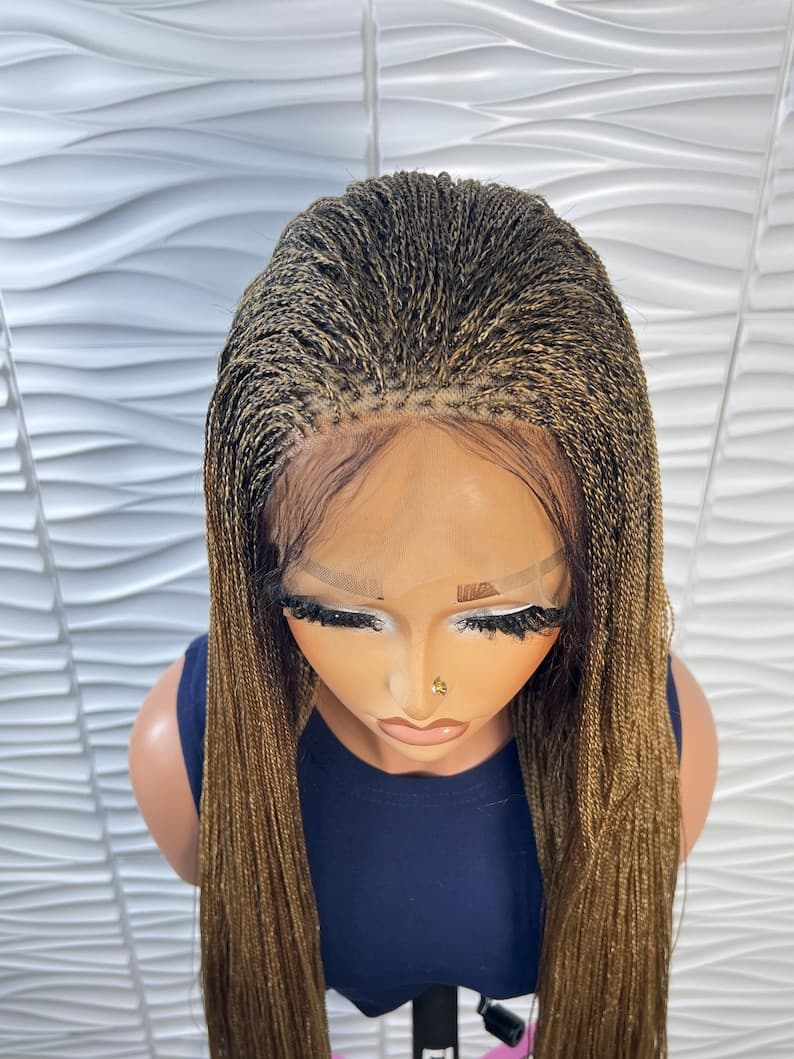 Ready to ship Braided Wig, Blonde Micro Twist, Micro Braids, Full lace braided wig, Million braids, Nano twist, Wigs For Black Women.