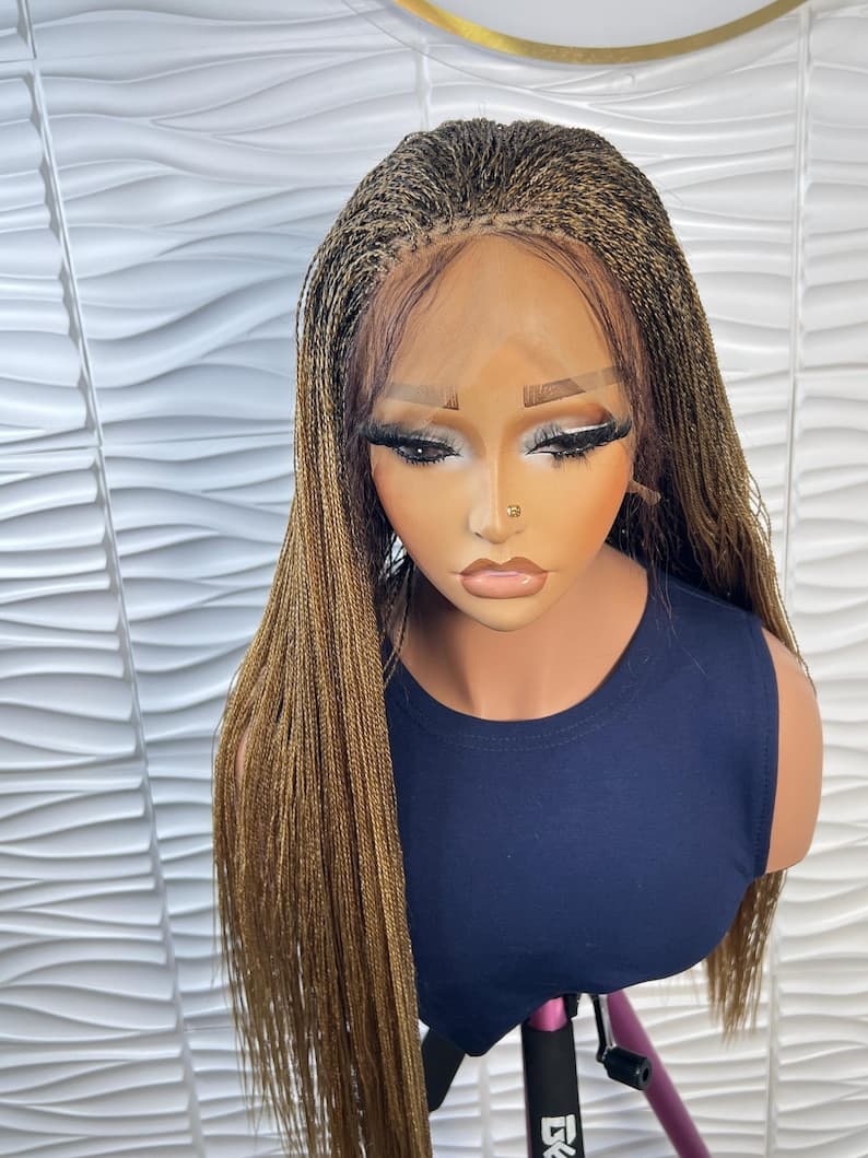Ready to ship Braided Wig, Blonde Micro Twist, Micro Braids, Full lace braided wig, Million braids, Nano twist, Wigs For Black Women.