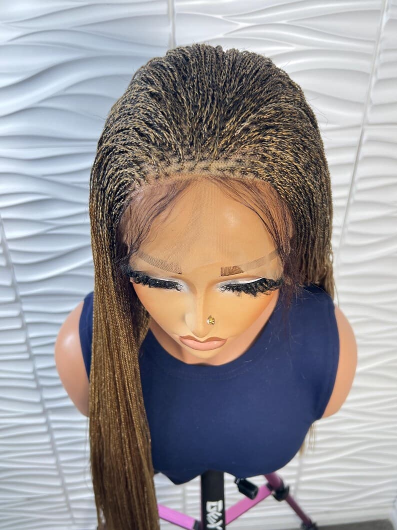 Ready to ship Braided Wig, Blonde Micro Twist, Micro Braids, Full lace braided wig, Million braids, Nano twist, Wigs For Black Women.