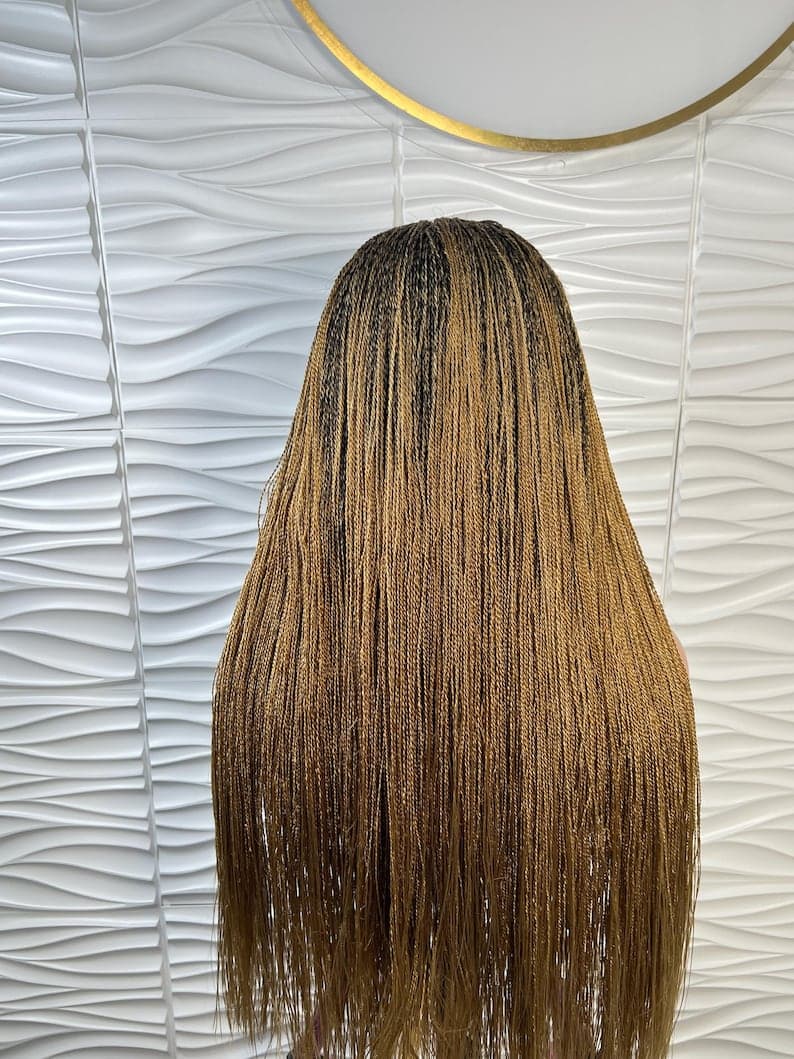 Ready to ship Braided Wig, Blonde Micro Twist, Micro Braids, Full lace braided wig, Million braids, Nano twist, Wigs For Black Women.