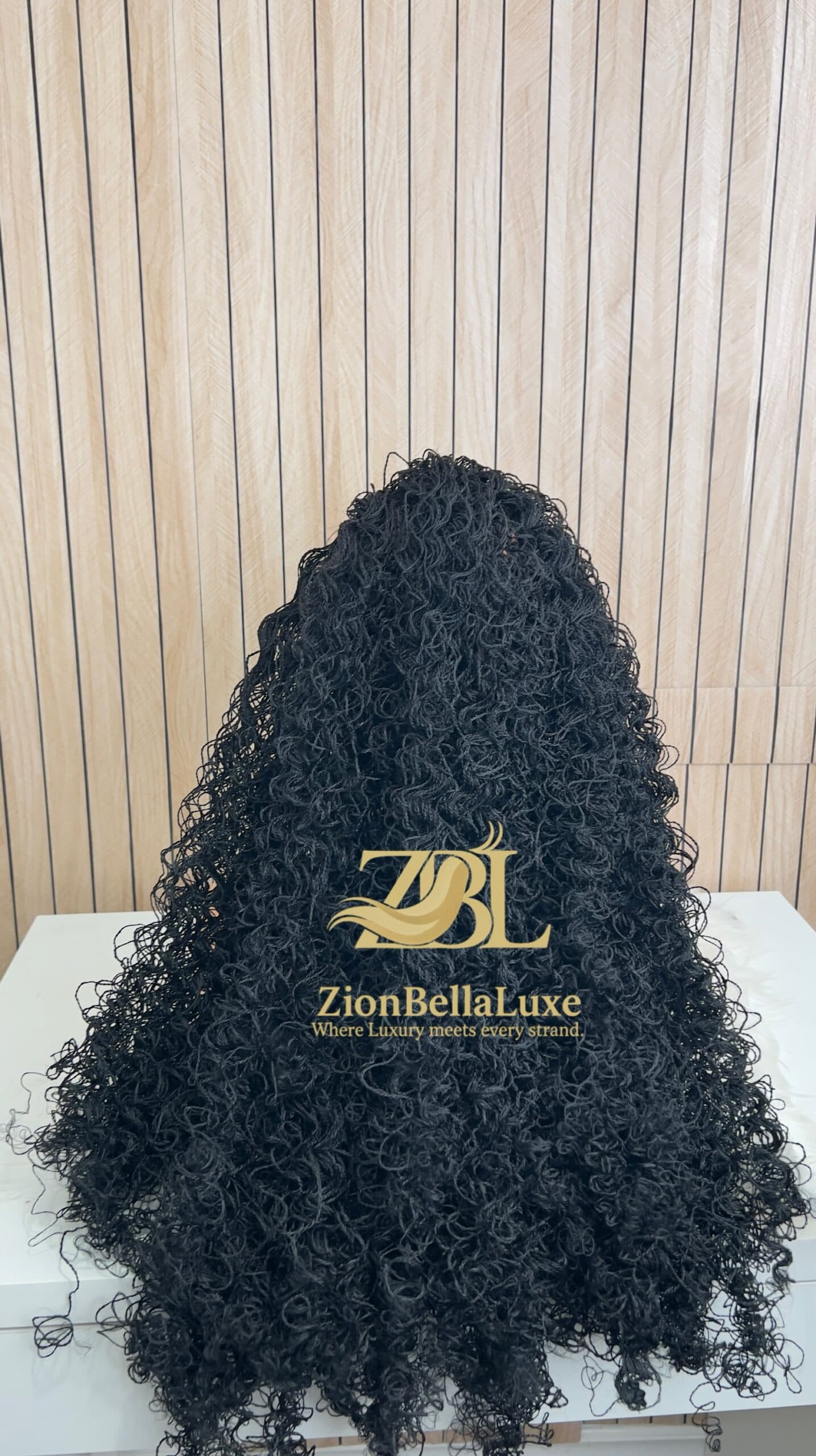 Black Curly Micro Twist Braided Wig, Full Lace, 30 Inches