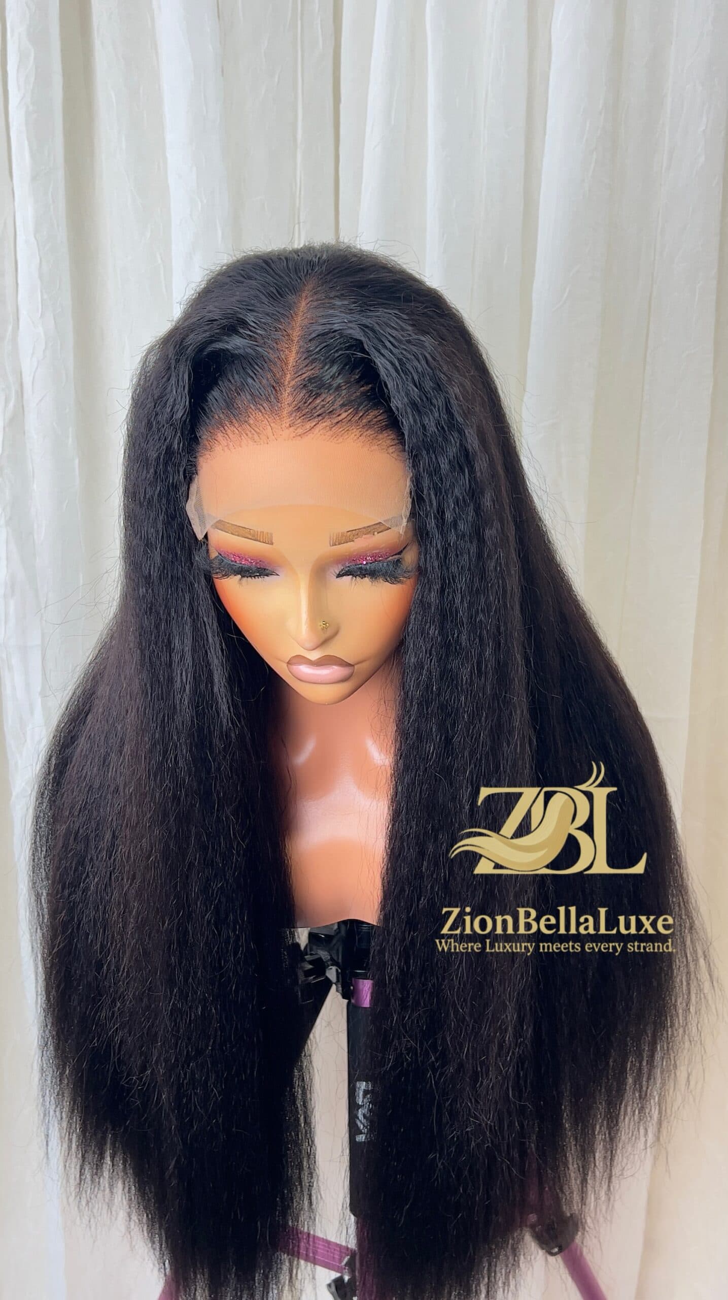 Belle Unit: Kinky Straight Thick Wig, 5*5Transparent Swiss Lace front 28 inches.