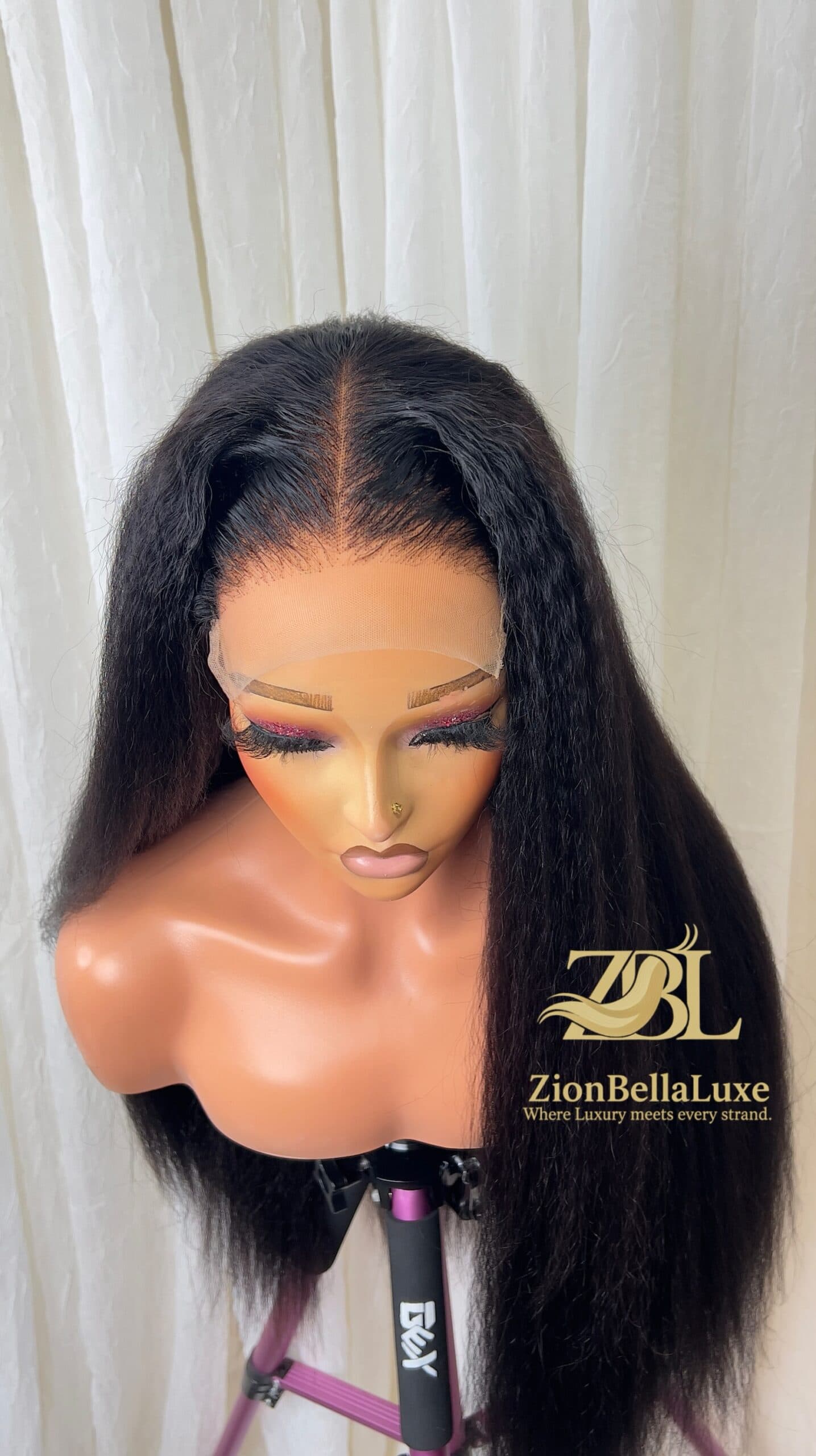 Belle Unit: Kinky Straight Thick Wig, 5*5Transparent Swiss Lace front 28 inches.