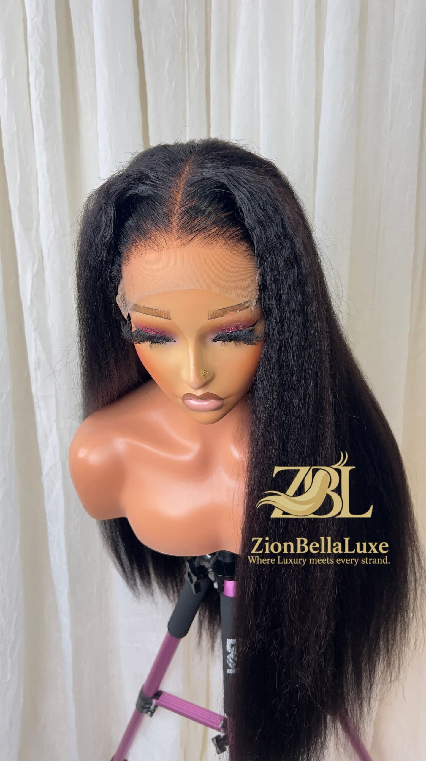 Belle Unit: Kinky Straight Thick Wig, 5*5Transparent Swiss Lace front 28 inches.