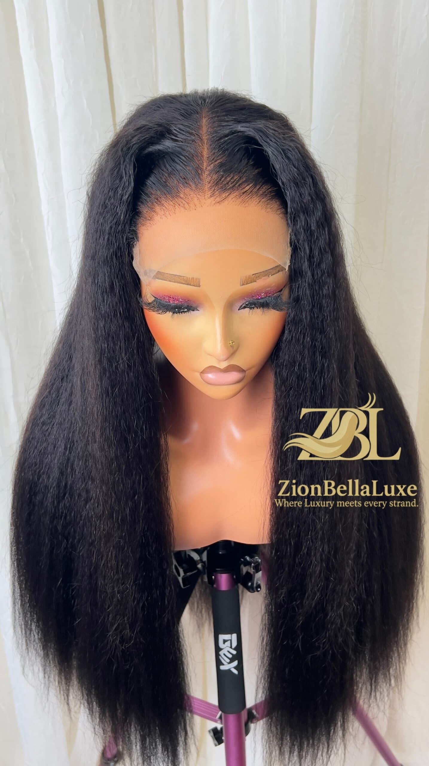 Belle Unit: Kinky Straight Thick Wig, 5*5Transparent Swiss Lace front 28 inches.