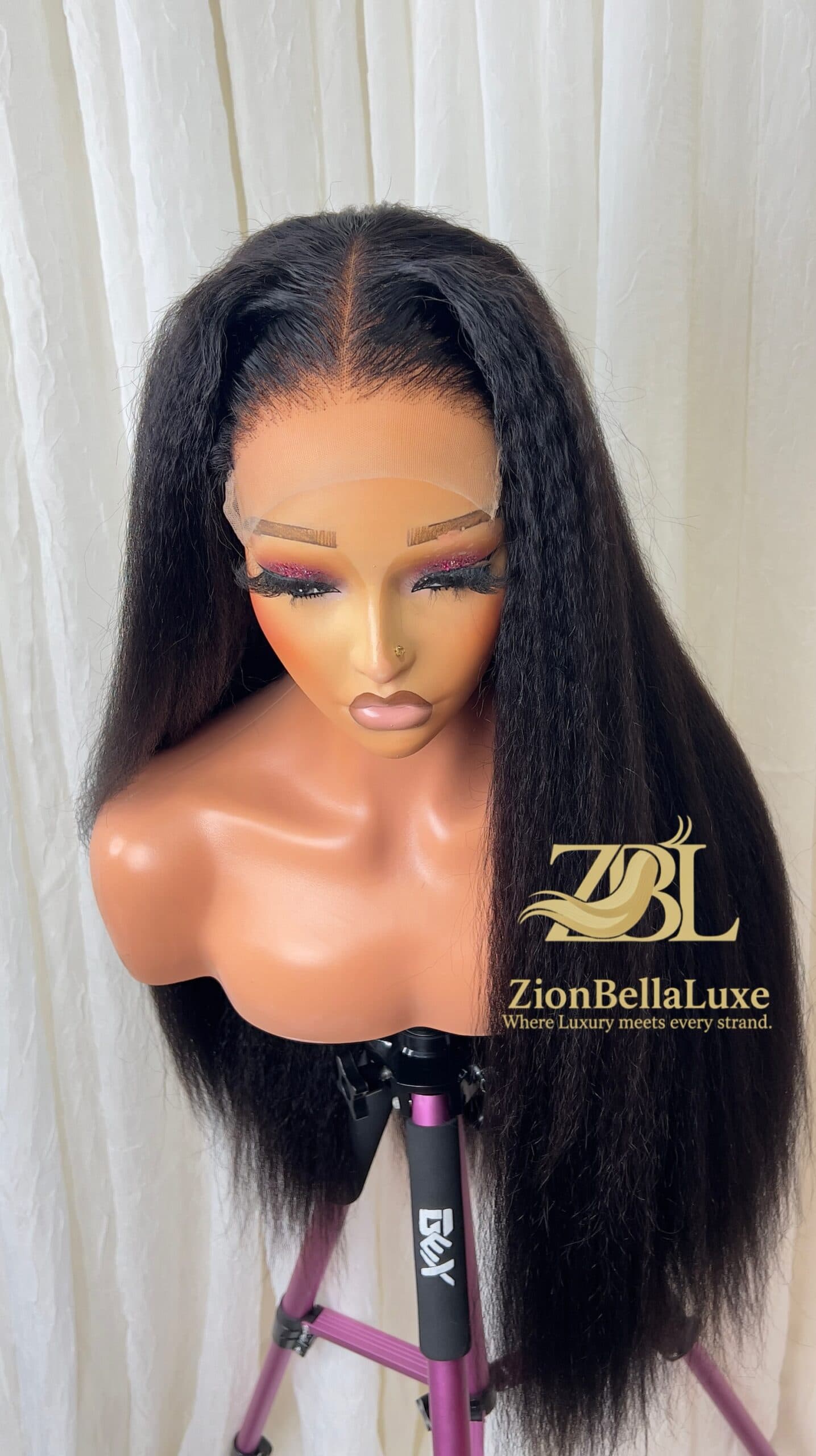 Belle Unit: Kinky Straight Thick Wig, 5*5Transparent Swiss Lace front 28 inches.