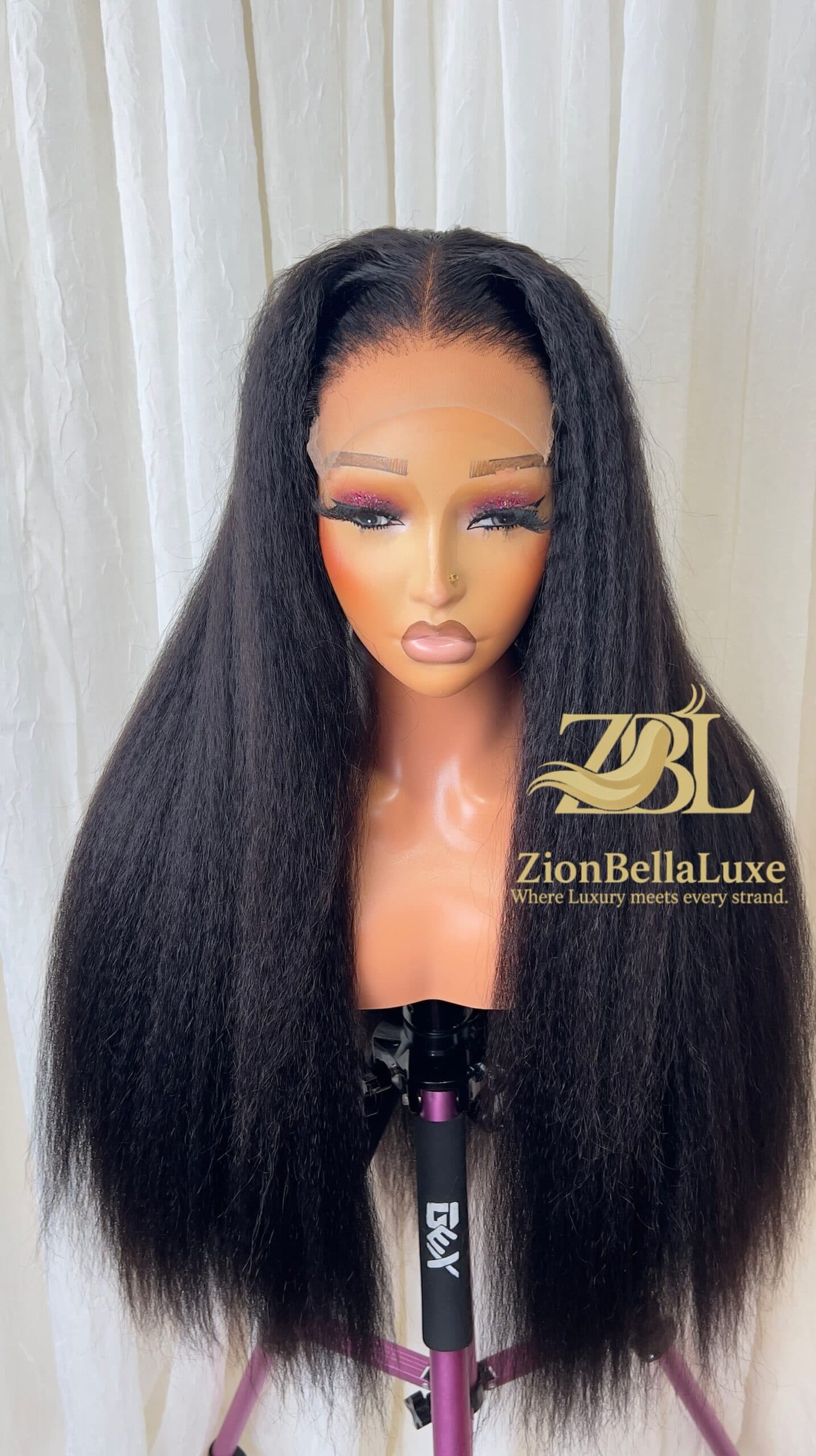 Belle Unit: Kinky Straight Thick Wig, 5*5Transparent Swiss Lace front 28 inches.